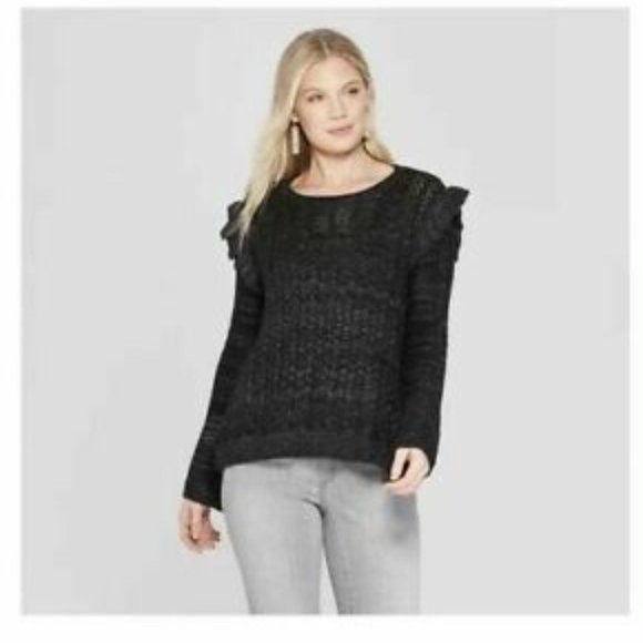 Knox Rose Long Sleeve Sweater with Ruffle Shoulders * - Picture 2 of 12